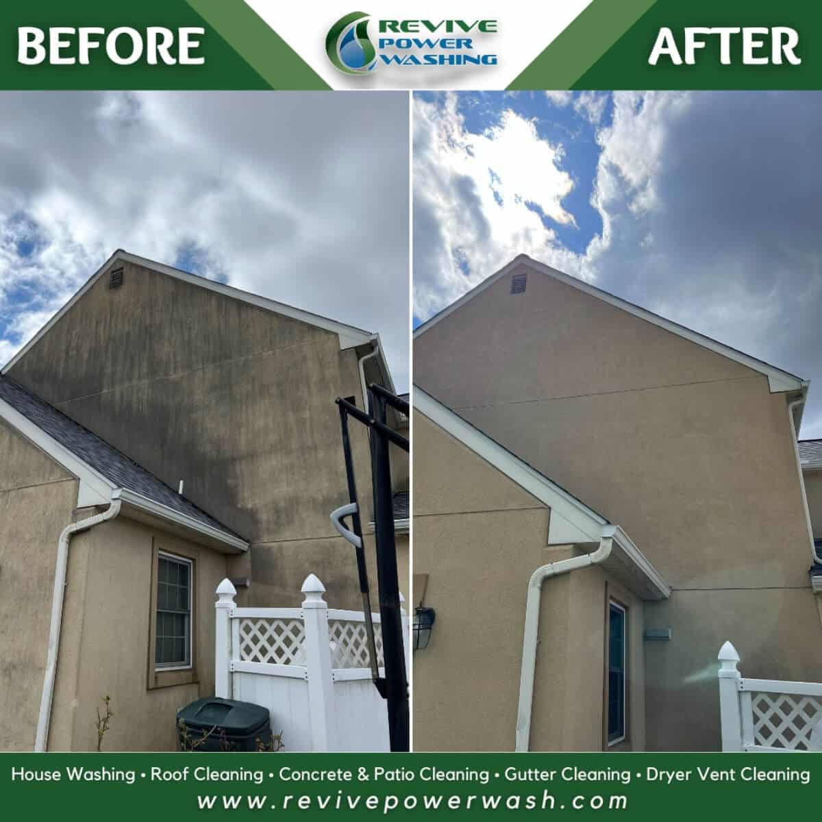 before and after comparison of house washing service in lansdale pa